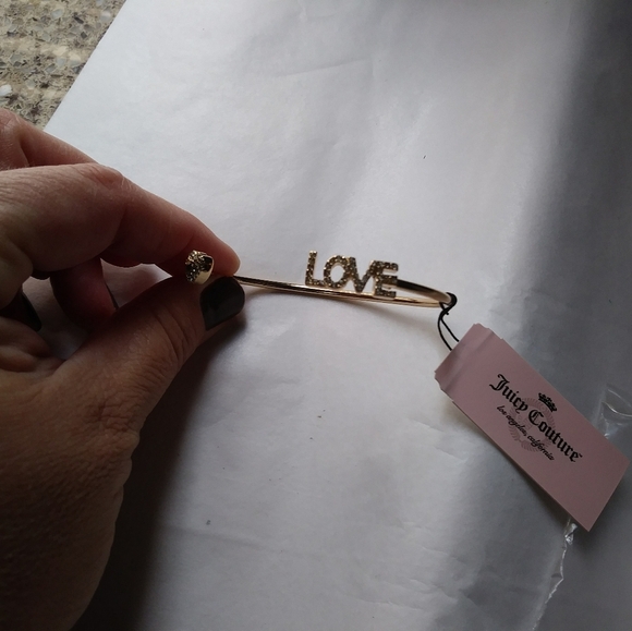 Juicy Couture "Love" CZ cuff bracelet, Goldtone - Picture 3 of 9